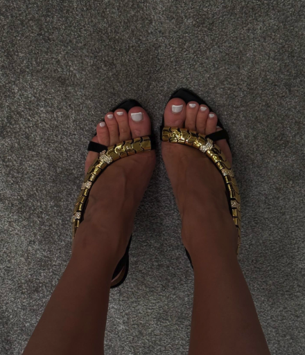 Gold Chain Sandal - Sandalias de cuero sexys con cadena