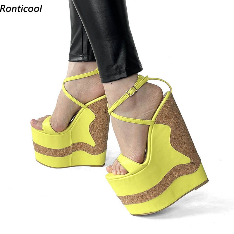 Women'S Shoes Yellow - Ronticool, sandalias de plataforma hechas a
