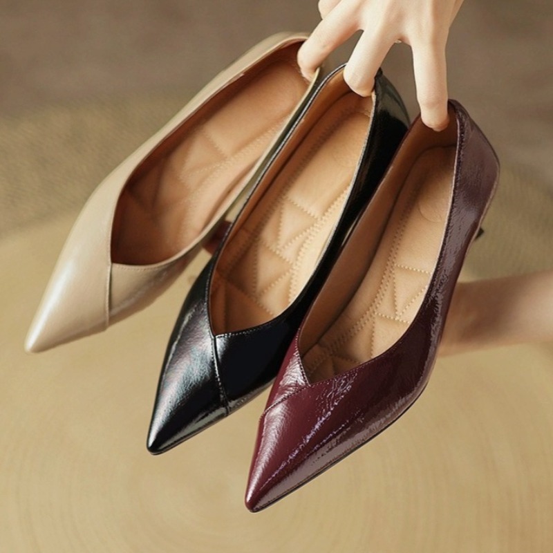 Patent Leather Pump - Zapatos individuales de charol sin cordones,
