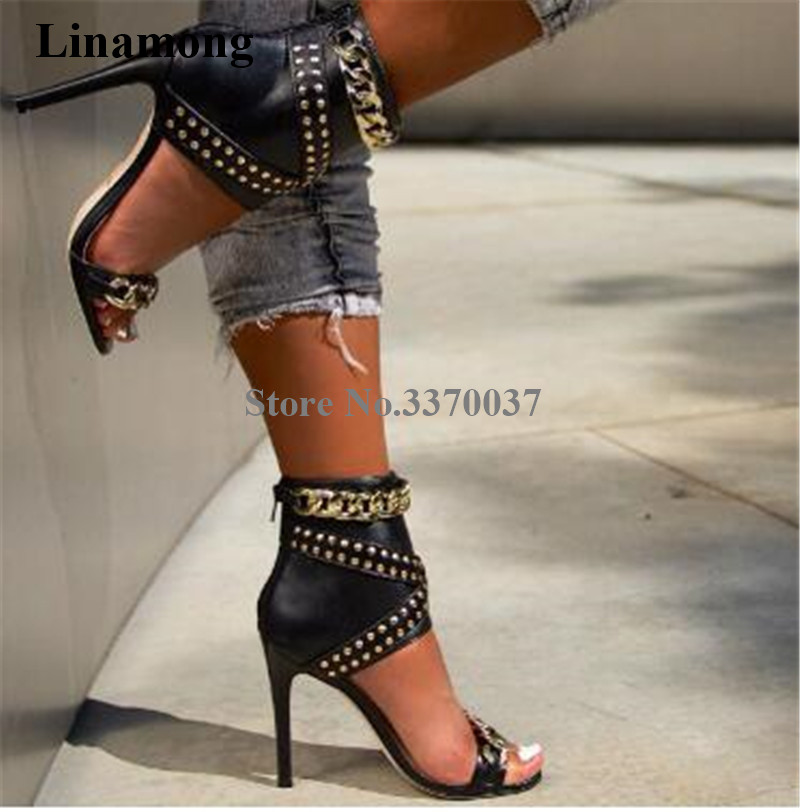 Gold Chain Sandal - Moda occidental, sandalias de gladiador con