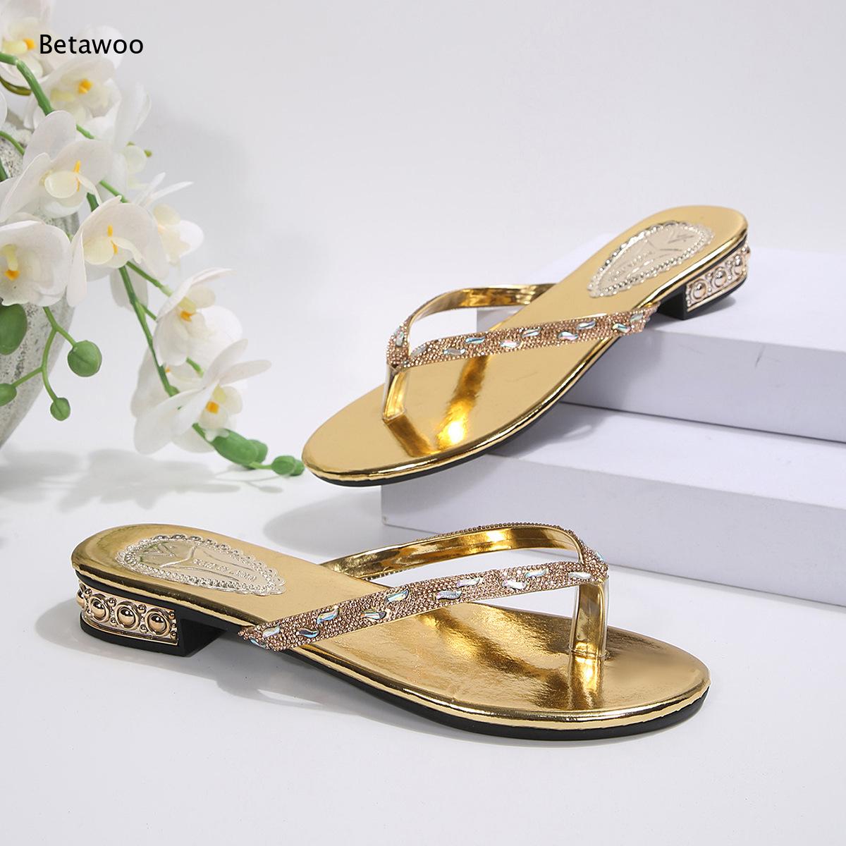 Sandalias de tacón bajo con di - Gold Chain Sandal reseña y precio