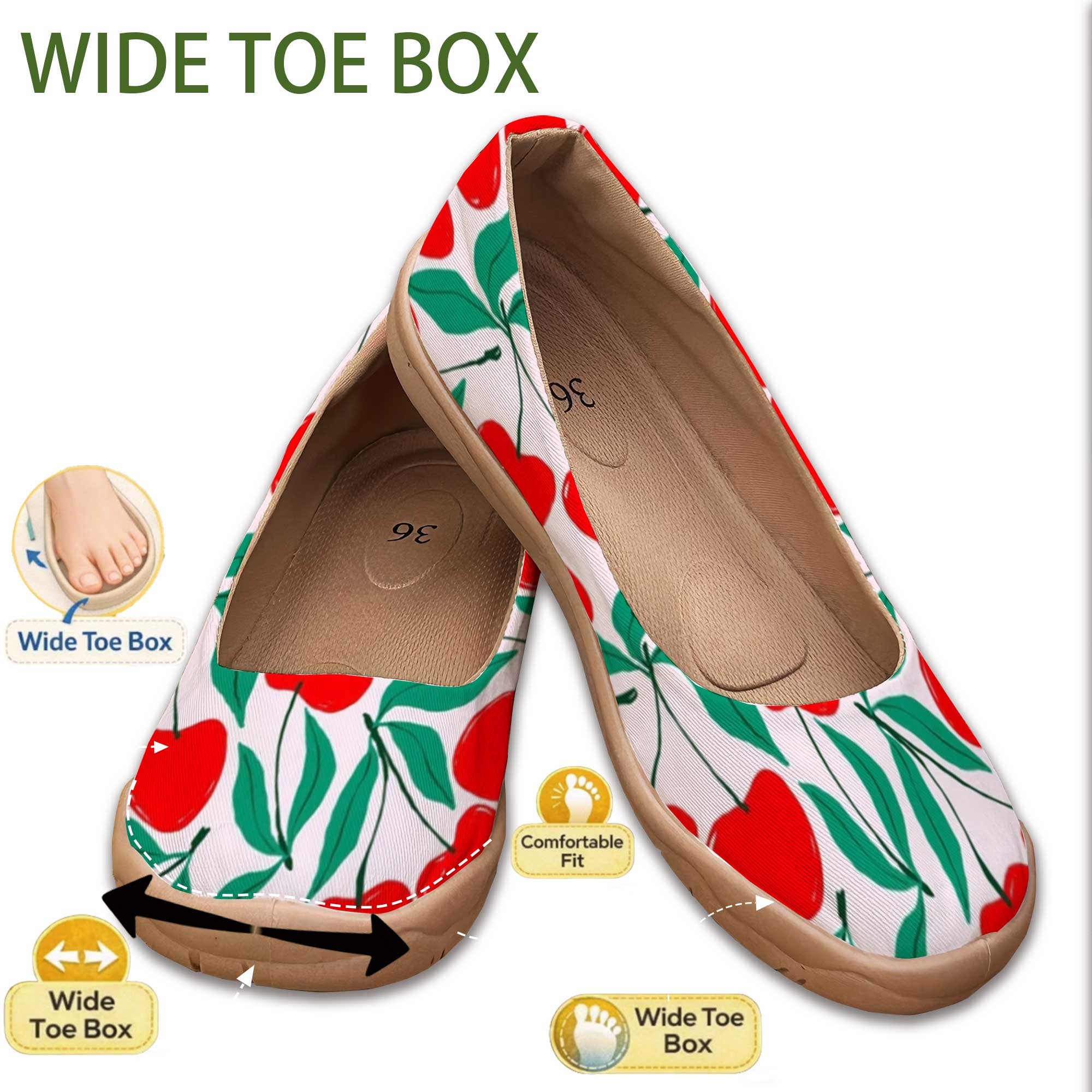 Zapatos Slip-On de Color Cerez - Women'S Shoes For Wide Feet reseña y precio
